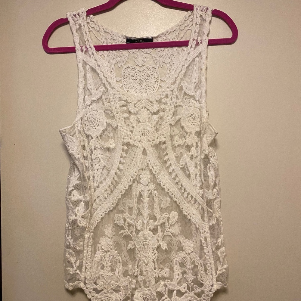 DULCIELACE TOP MEDIUM WHITE